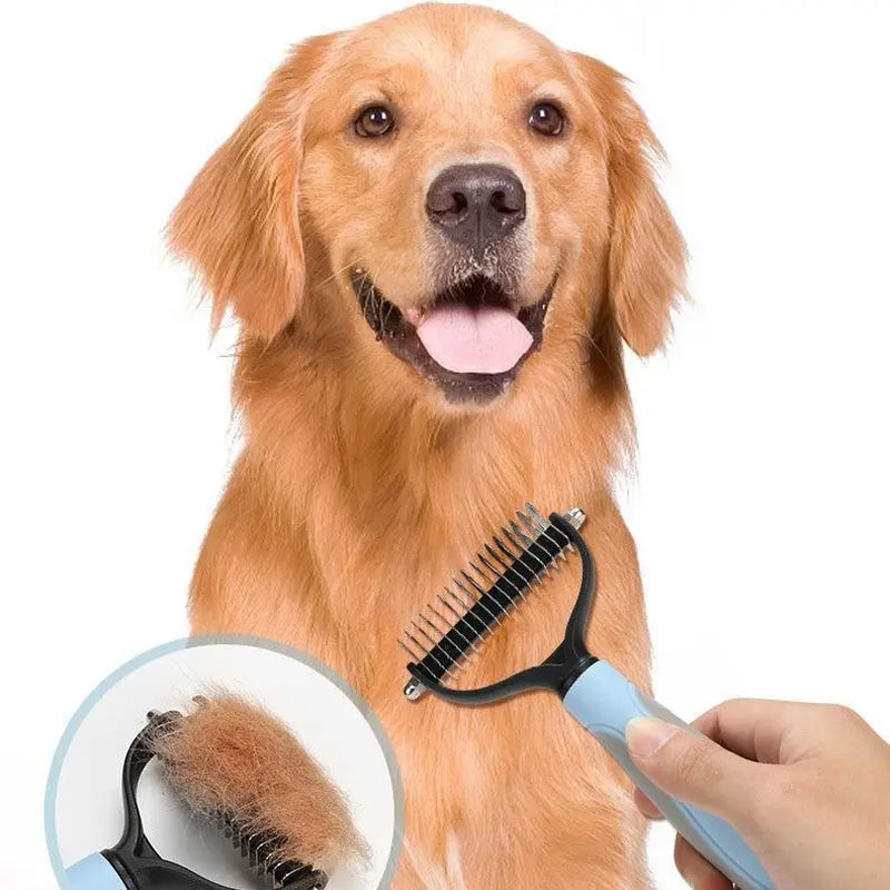 Multi-Tooth Pet Grooming Comb - Double-Sided Painless Hair Removal Comb,Suitable for Dogs and Cats,Easily Combs the Undercoat.