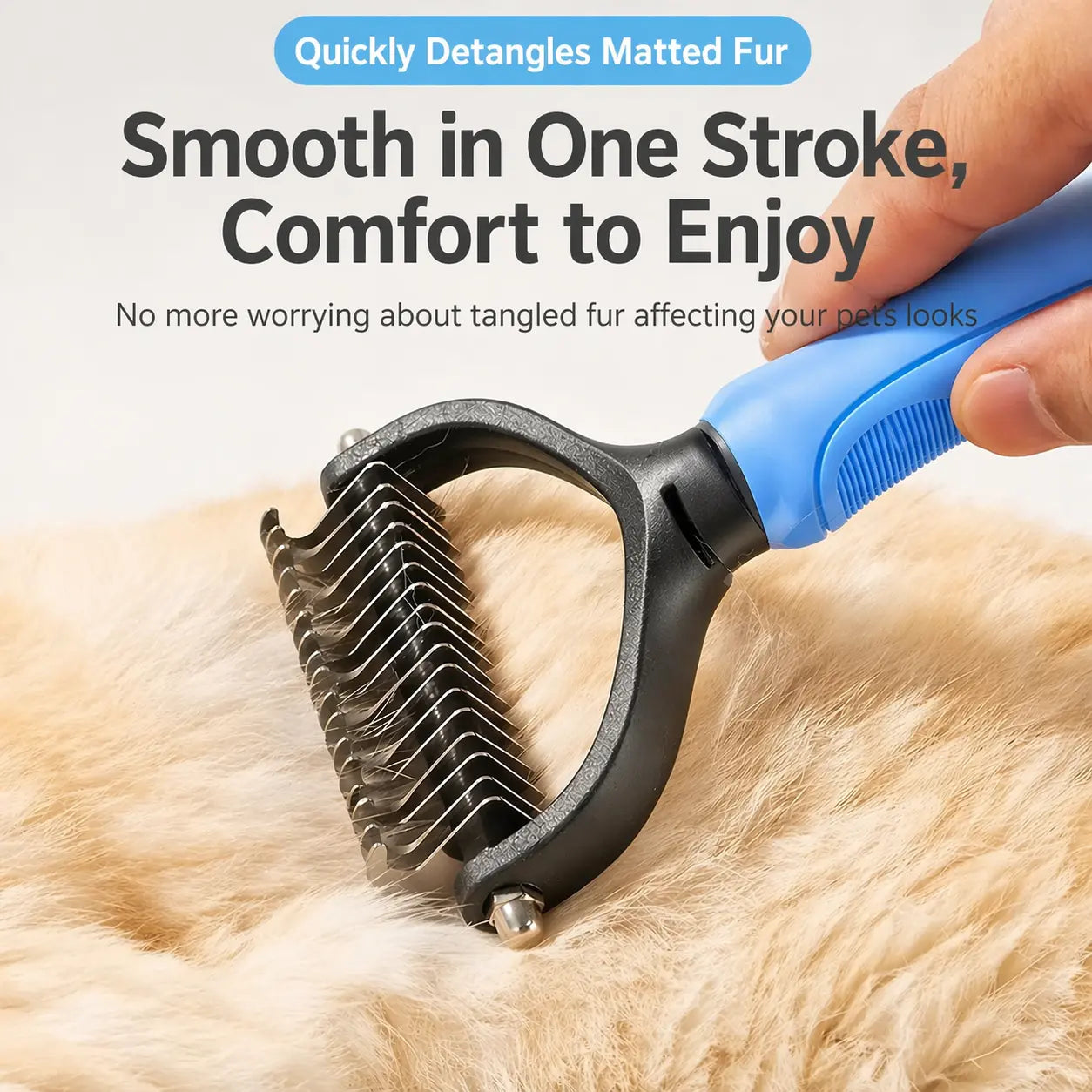 Multi-Tooth Pet Grooming Comb - Double-Sided Painless Hair Removal Comb,Suitable for Dogs and Cats,Easily Combs the Undercoat.