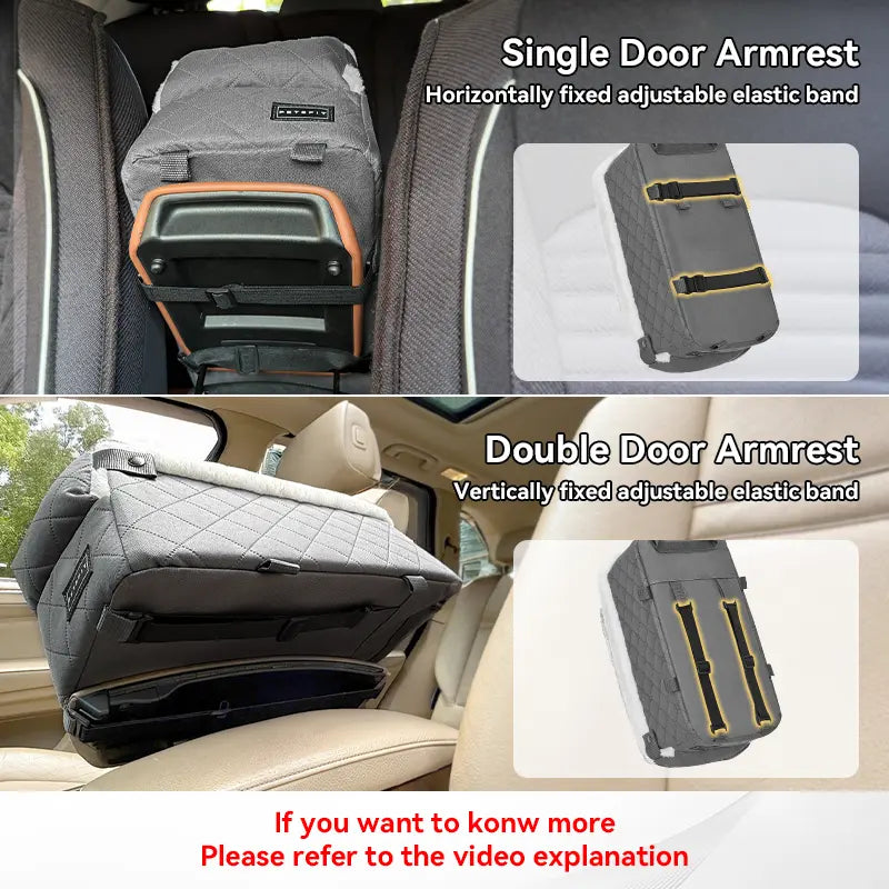 [5-Year Warranty] PETSFIT Center Console Dog Car Seat with Safe Protection Hooks, Pet Car Seat with Upgraded Safety Tethers, Washable Cushion, Console Dog Car Seats for Small Dogs up to 8 Lbs (Grey)