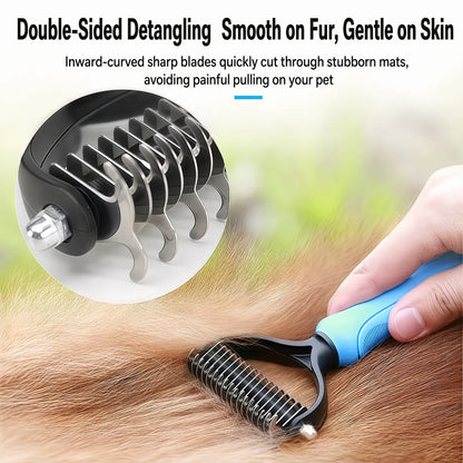 Multi-Tooth Pet Grooming Comb - Double-Sided Painless Hair Removal Comb,Suitable for Dogs and Cats,Easily Combs the Undercoat.