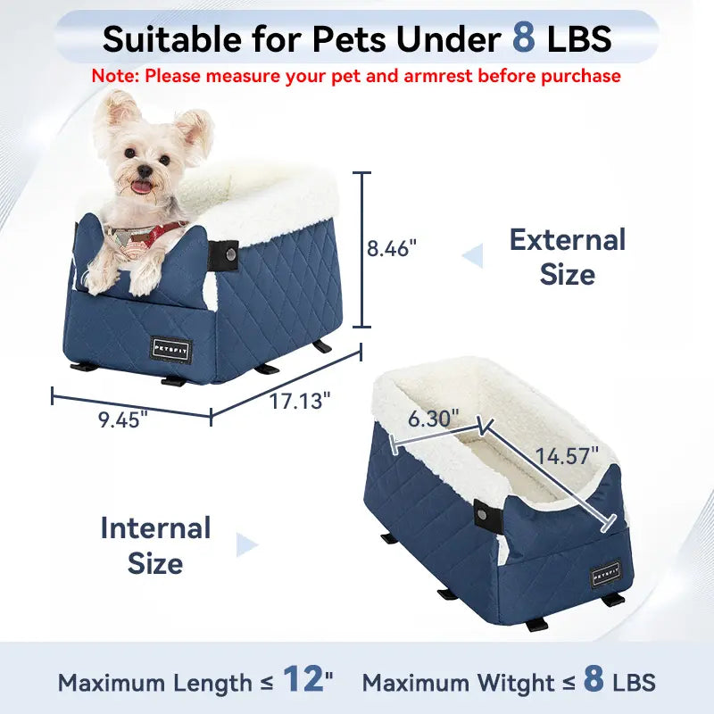 [5-Year Warranty] PETSFIT Center Console Dog Car Seat with Safe Protection Hooks, Pet Car Seat with Upgraded Safety Tethers, Washable Cushion, Console Dog Car Seats for Small Dogs up to 8 Lbs (Grey)