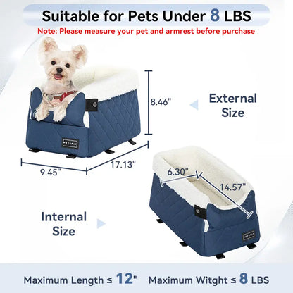 [5-Year Warranty] PETSFIT Center Console Dog Car Seat with Safe Protection Hooks, Pet Car Seat with Upgraded Safety Tethers, Washable Cushion, Console Dog Car Seats for Small Dogs up to 8 Lbs (Grey)