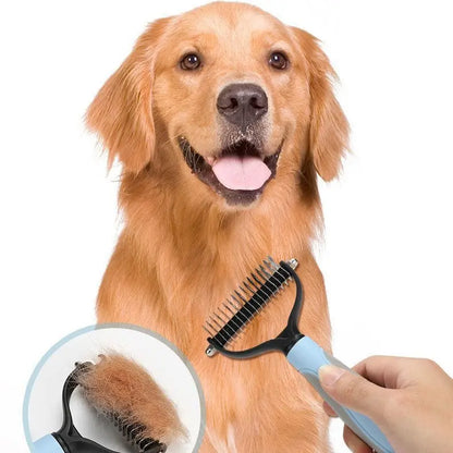 Multi-Tooth Pet Grooming Comb - Double-Sided Painless Hair Removal Comb,Suitable for Dogs and Cats,Easily Combs the Undercoat.