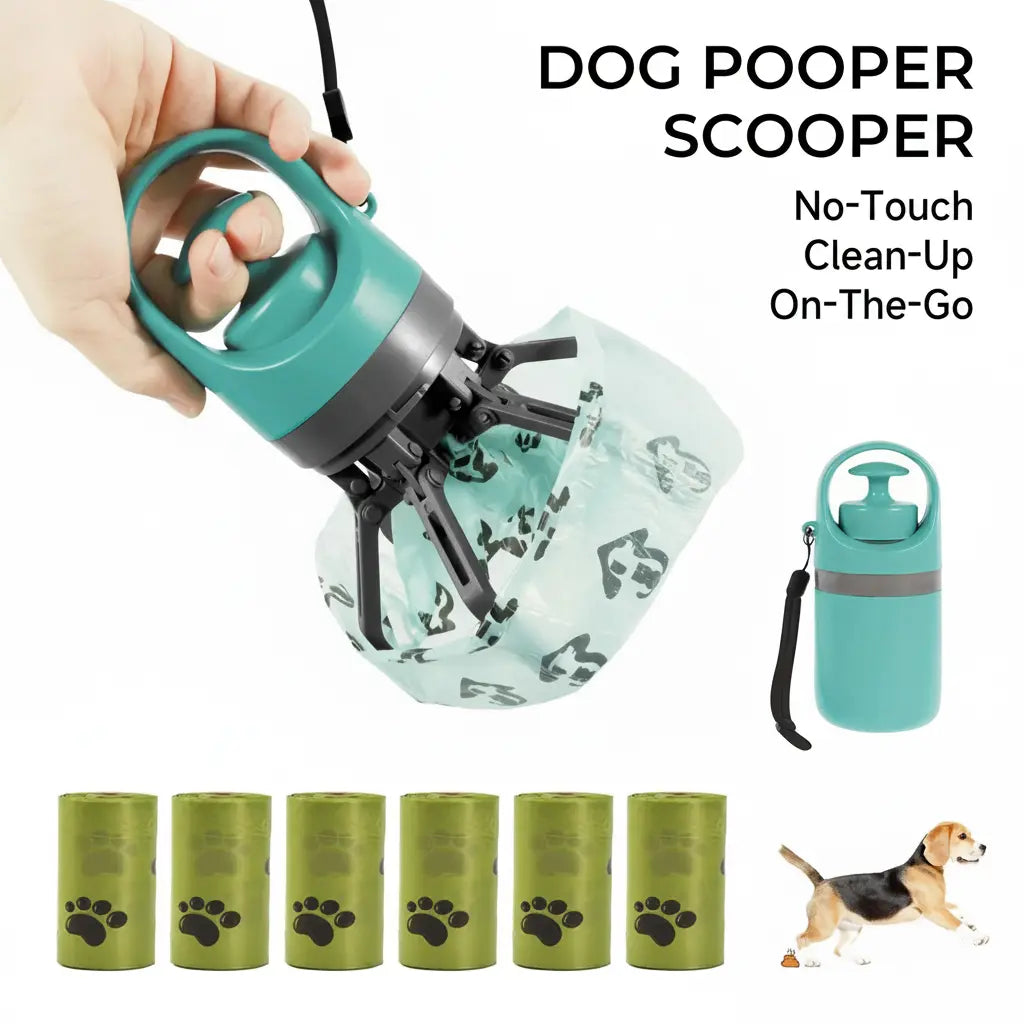 UFORU Portable Pet Poop Scooper with 6 Count Dog Waste Bag Holder & Dispenser for Outdoor Use Compact Design Essential Pet Supplies#Summervibes