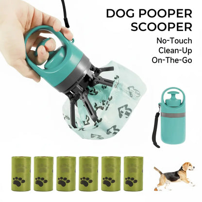 UFORU Portable Pet Poop Scooper with 6 Count Dog Waste Bag Holder & Dispenser for Outdoor Use Compact Design Essential Pet Supplies#Summervibes